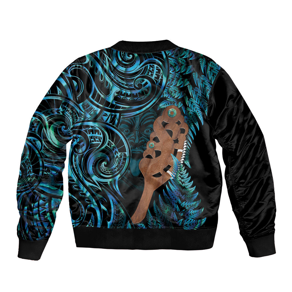 Maripi New Zealand Bomber Jacket Maori Weapon Paua Shell Haka Fern LT14 - Polynesian Pride