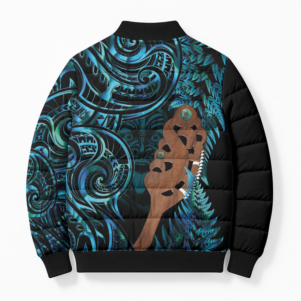 Maripi New Zealand Bomber Puffer Jacket Maori Weapon Paua Shell Haka Fern LT14 - Polynesian Pride