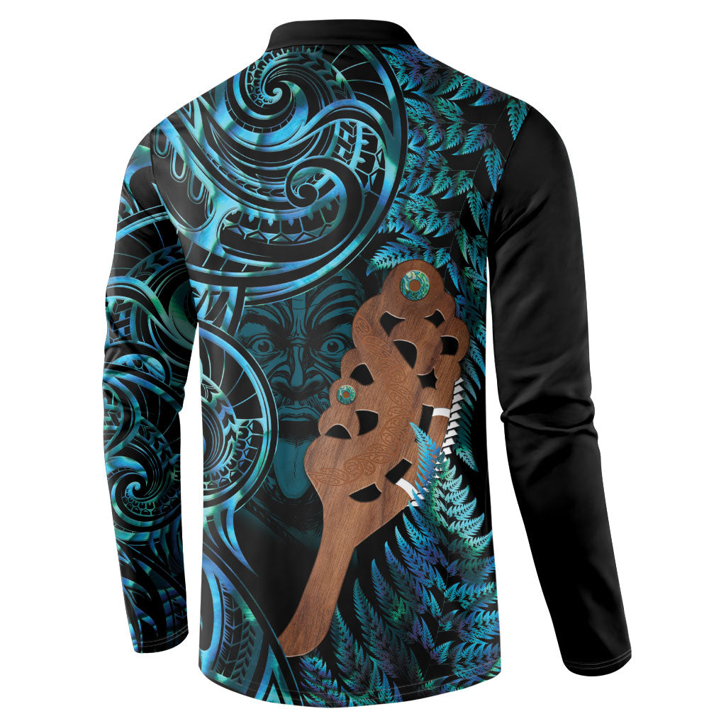 Maripi New Zealand Button Sweatshirt Maori Weapon Paua Shell Haka Fern LT14 - Polynesian Pride