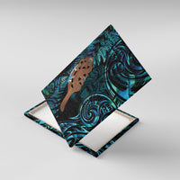 Maripi New Zealand Canvas Wall Art Maori Weapon Paua Shell Haka Fern LT14 With Frame Turquoise - Polynesian Pride