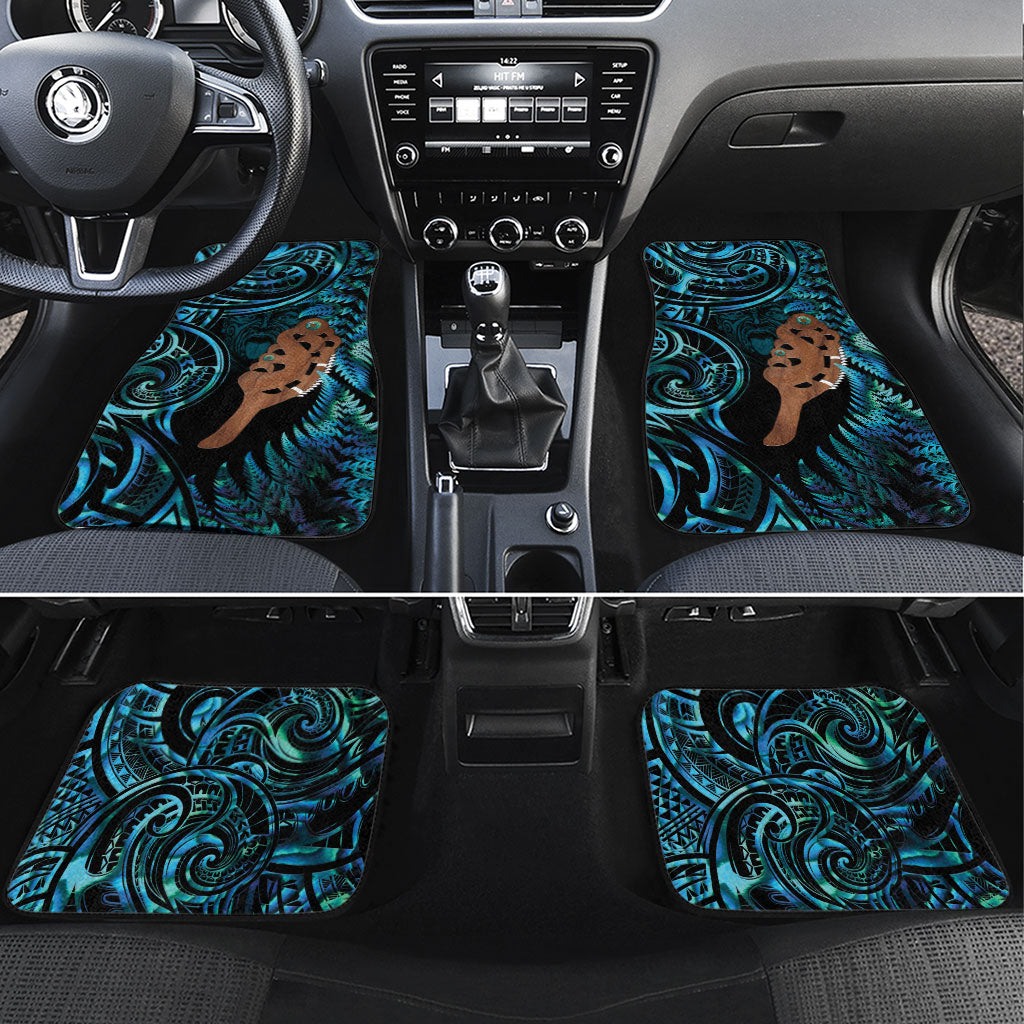 Maripi New Zealand Car Mats Maori Weapon Paua Shell Haka Fern LT14 Set 4pcs Turquoise - Polynesian Pride