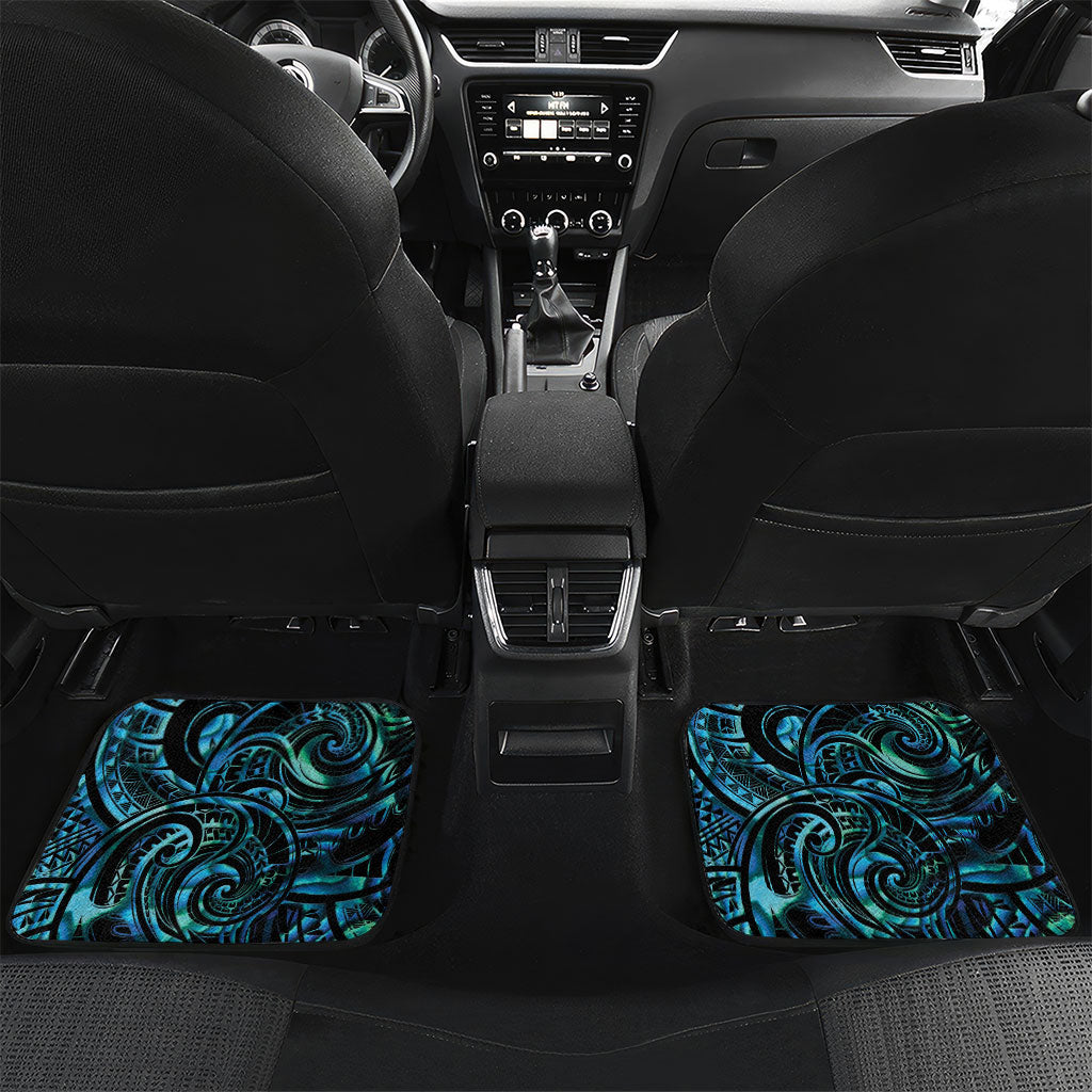 Maripi New Zealand Car Mats Maori Weapon Paua Shell Haka Fern LT14 Set 2pcs - Back Turquoise - Polynesian Pride