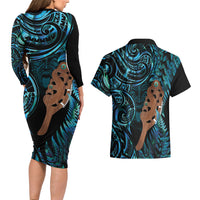 Maripi New Zealand Couples Matching Long Sleeve Bodycon Dress and Hawaiian Shirt Maori Weapon Paua Shell Haka Fern LT14 - Polynesian Pride