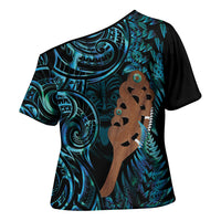 Maripi New Zealand Cross Shoulder Shirt Maori Weapon Paua Shell Haka Fern LT14 - Polynesian Pride