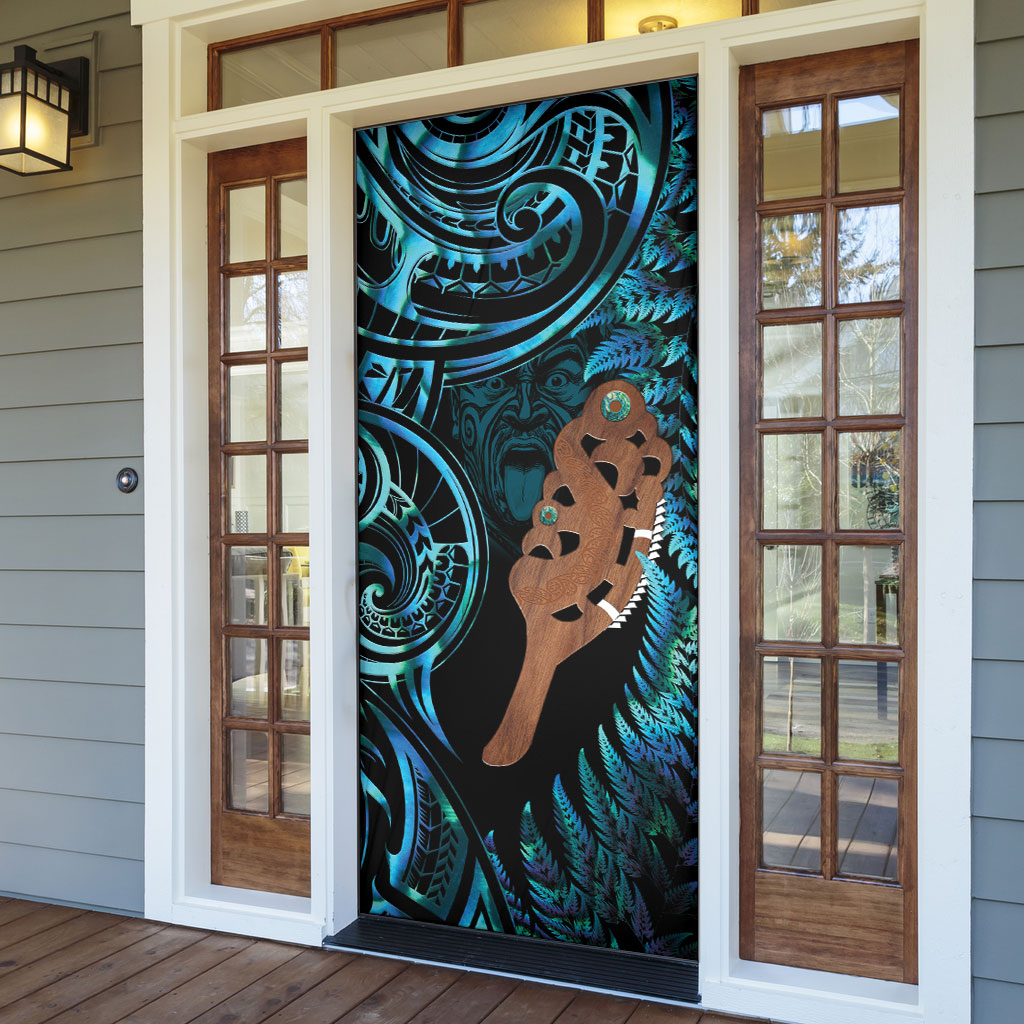 Maripi New Zealand Door Cover Maori Weapon Paua Shell Haka Fern LT14 - Polynesian Pride