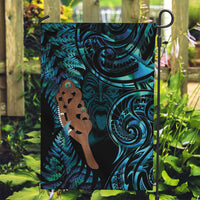 Maripi New Zealand Garden Flag Maori Weapon Paua Shell Haka Fern LT14 Garden Flag Turquoise - Polynesian Pride