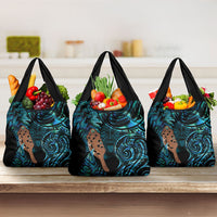Maripi New Zealand Grocery Bag Maori Weapon Paua Shell Haka Fern LT14 3-pack One Size Turquoise - Polynesian Pride
