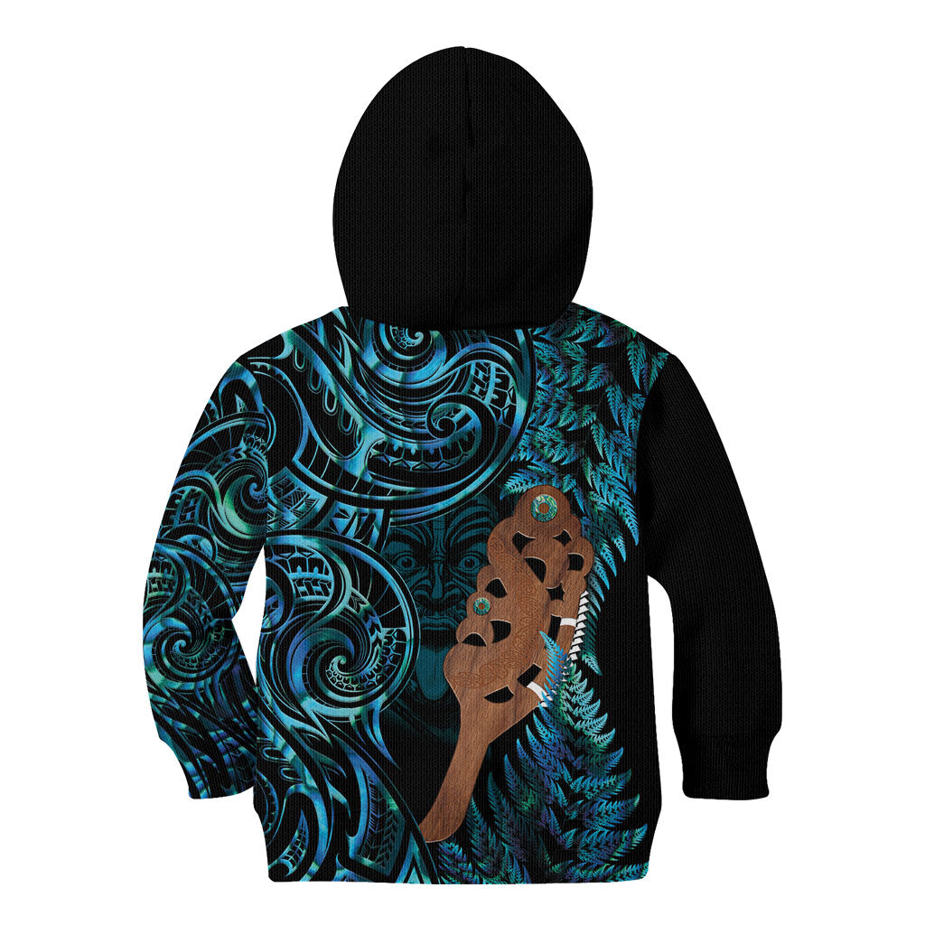 Maripi New Zealand Kid Hoodie Maori Weapon Paua Shell Haka Fern LT14 - Polynesian Pride