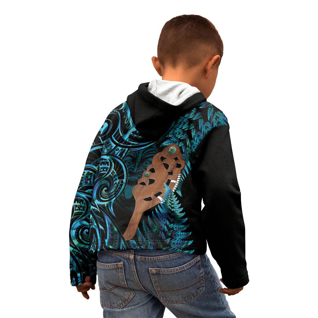 Maripi New Zealand Kid Hoodie Maori Weapon Paua Shell Haka Fern LT14 - Polynesian Pride