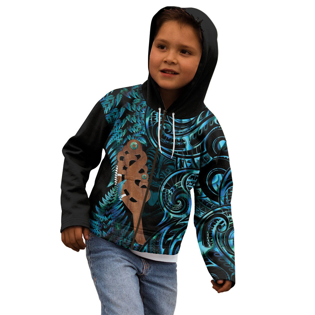 Maripi New Zealand Kid Hoodie Maori Weapon Paua Shell Haka Fern LT14 - Polynesian Pride