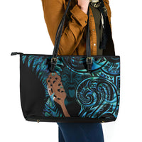 Maripi New Zealand Leather Tote Bag Maori Weapon Paua Shell Haka Fern LT14 - Polynesian Pride
