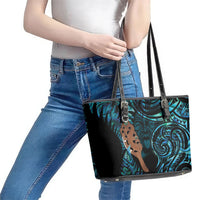 Maripi New Zealand Leather Tote Bag Maori Weapon Paua Shell Haka Fern LT14 - Polynesian Pride