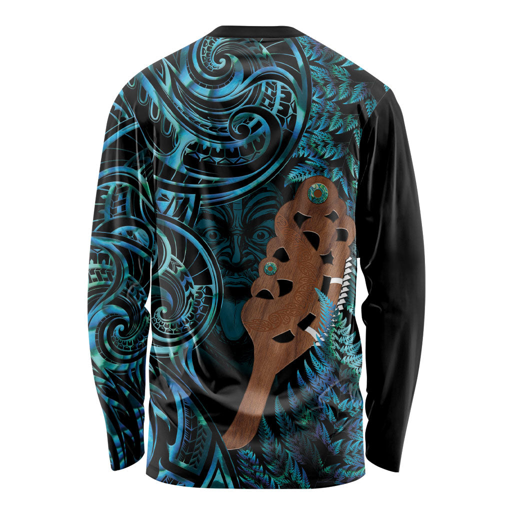 Maripi New Zealand Long Sleeve Shirt Maori Weapon Paua Shell Haka Fern LT14 - Polynesian Pride