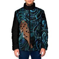 Maripi New Zealand Padded Jacket Maori Weapon Paua Shell Haka Fern LT14 Men Turquoise - Polynesian Pride