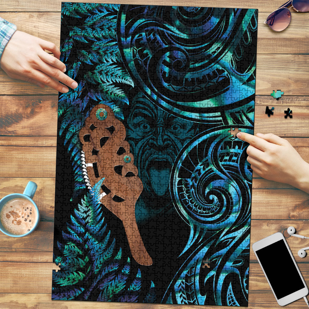 Maripi New Zealand Puzzle Maori Weapon Paua Shell Haka Fern LT14 Turquoise - Polynesian Pride