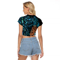 Maripi New Zealand Raglan Cropped T Shirt Maori Weapon Paua Shell Haka Fern LT14 - Polynesian Pride