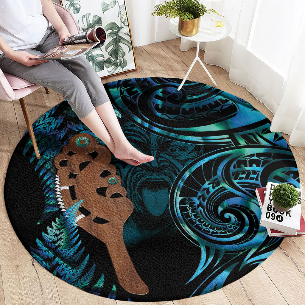 Maripi New Zealand Round Carpet Maori Weapon Paua Shell Haka Fern LT14 - Polynesian Pride