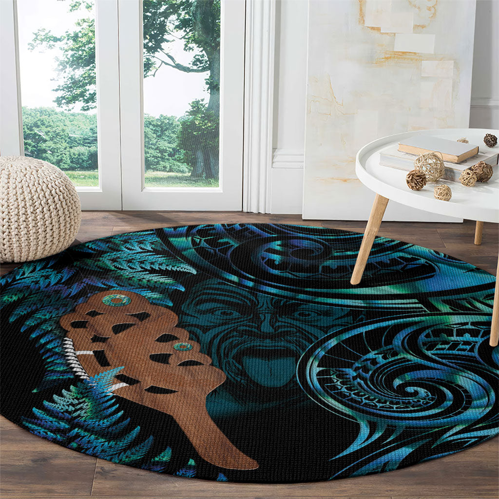 Maripi New Zealand Round Carpet Maori Weapon Paua Shell Haka Fern LT14 - Polynesian Pride