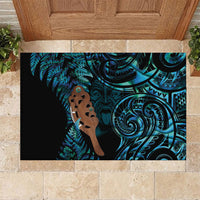 Maripi New Zealand Rubber Doormat Maori Weapon Paua Shell Haka Fern LT14 Turquoise - Polynesian Pride