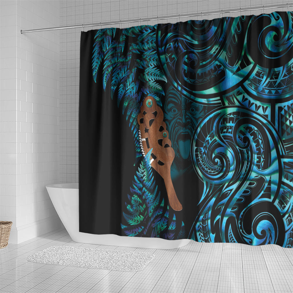 Maripi New Zealand Shower Curtain Maori Weapon Paua Shell Haka Fern LT14 - Polynesian Pride