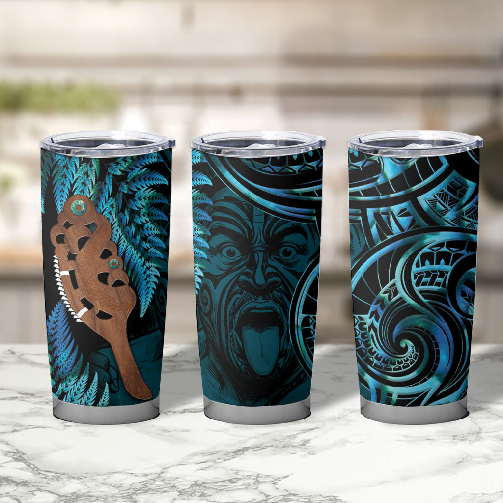 Maripi New Zealand Tumbler Cup Maori Weapon Paua Shell Haka Fern LT14 - Polynesian Pride