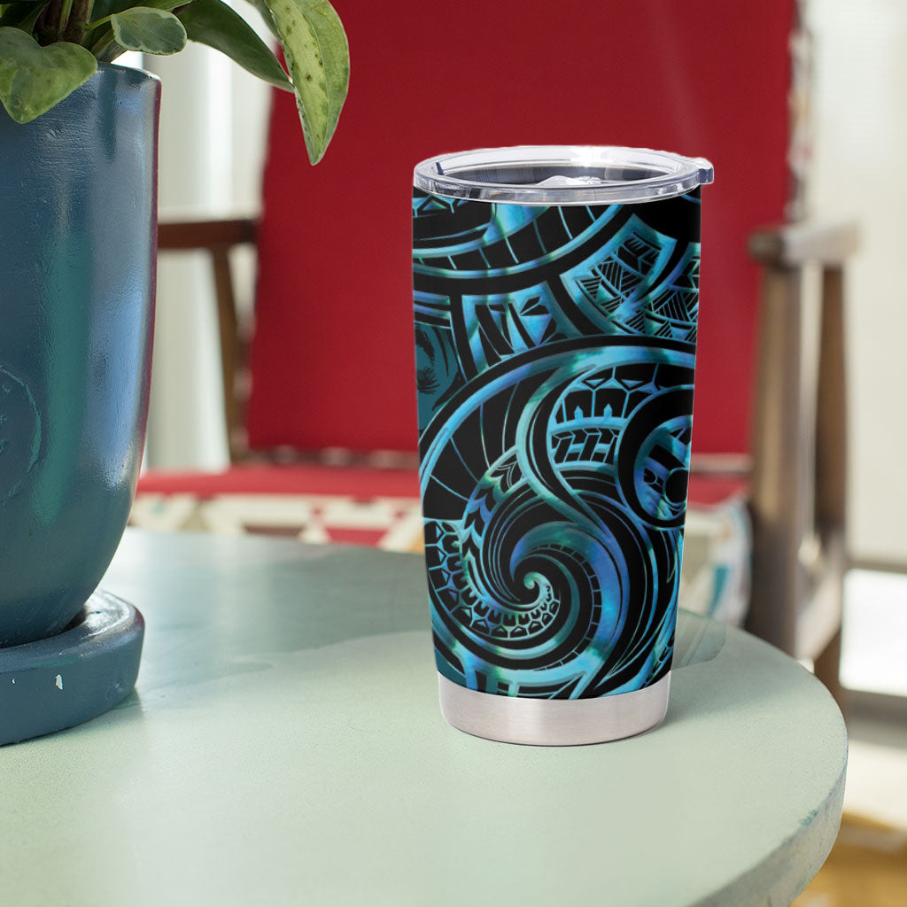 Maripi New Zealand Tumbler Cup Maori Weapon Paua Shell Haka Fern LT14 - Polynesian Pride