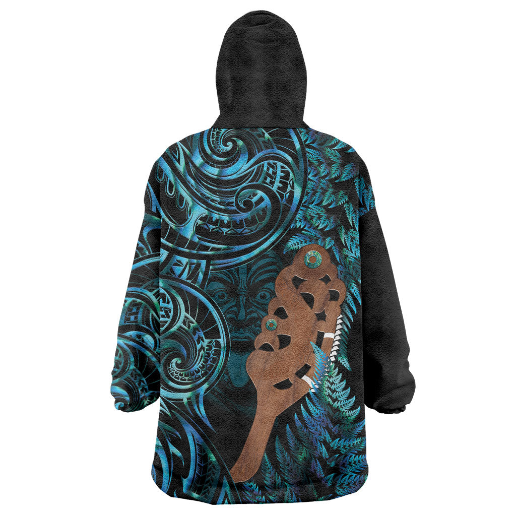 Maripi New Zealand Wearable Blanket Hoodie Maori Weapon Paua Shell Haka Fern LT14 - Polynesian Pride