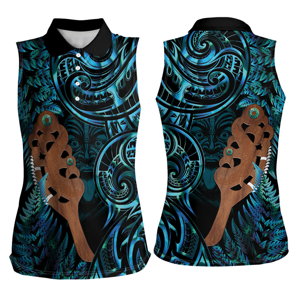 Maripi New Zealand Women Sleeveless Polo Shirt Maori Weapon Paua Shell Haka Fern LT14 - Polynesian Pride
