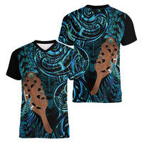 Maripi New Zealand Women V-Neck T-Shirt Maori Weapon Paua Shell Haka Fern LT14 - Polynesian Pride