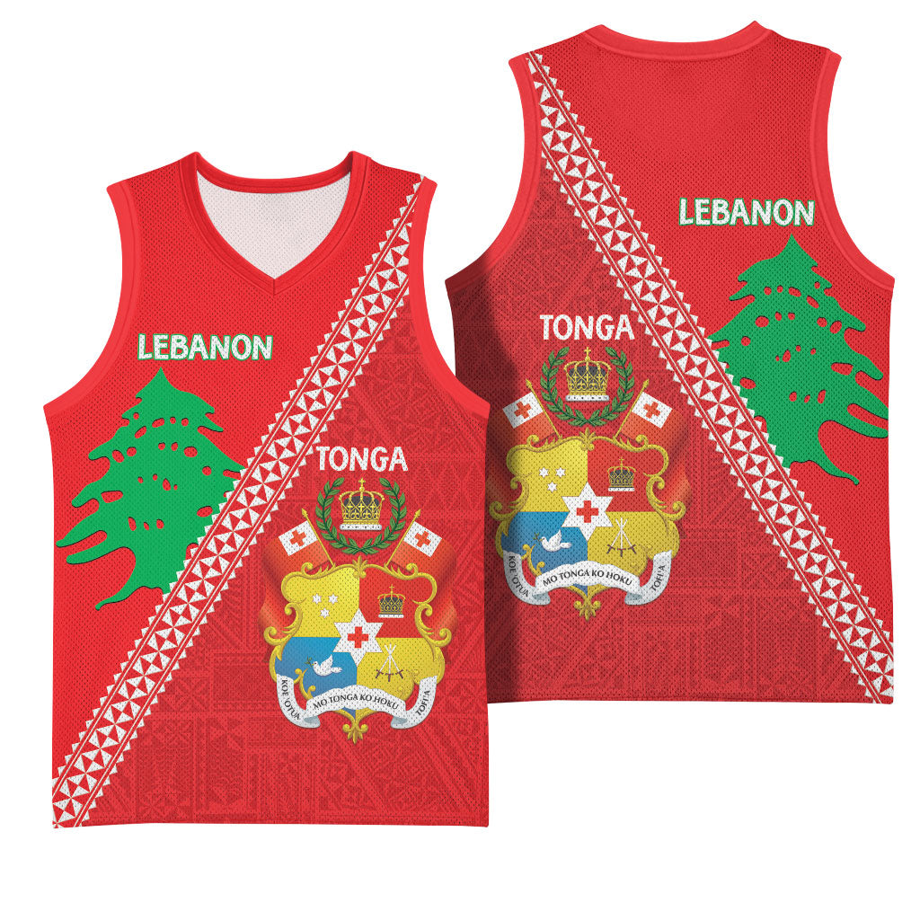 Tonga And Lebanon Basketball Jersey 2026 Together Half Style LT14 - Polynesian Pride