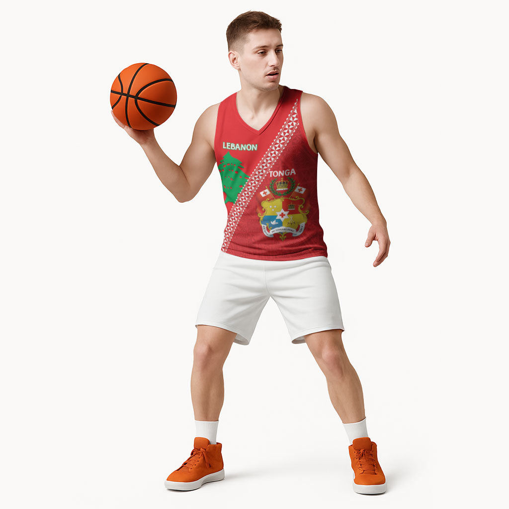 Tonga And Lebanon Basketball Jersey 2026 Together Half Style LT14 - Polynesian Pride