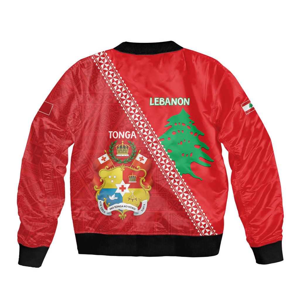 Tonga And Lebanon Bomber Jacket 2026 Together Half Style LT14 - Polynesian Pride