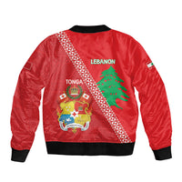 Tonga And Lebanon Bomber Jacket 2026 Together Half Style LT14 - Polynesian Pride