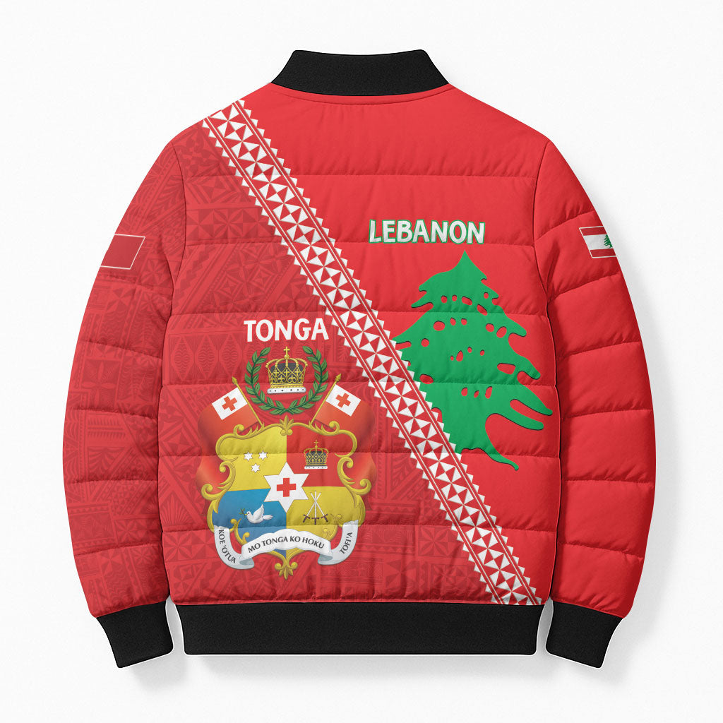 Tonga And Lebanon Bomber Puffer Jacket 2026 Together Half Style LT14 - Polynesian Pride