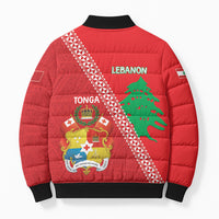 Tonga And Lebanon Bomber Puffer Jacket 2026 Together Half Style LT14 - Polynesian Pride