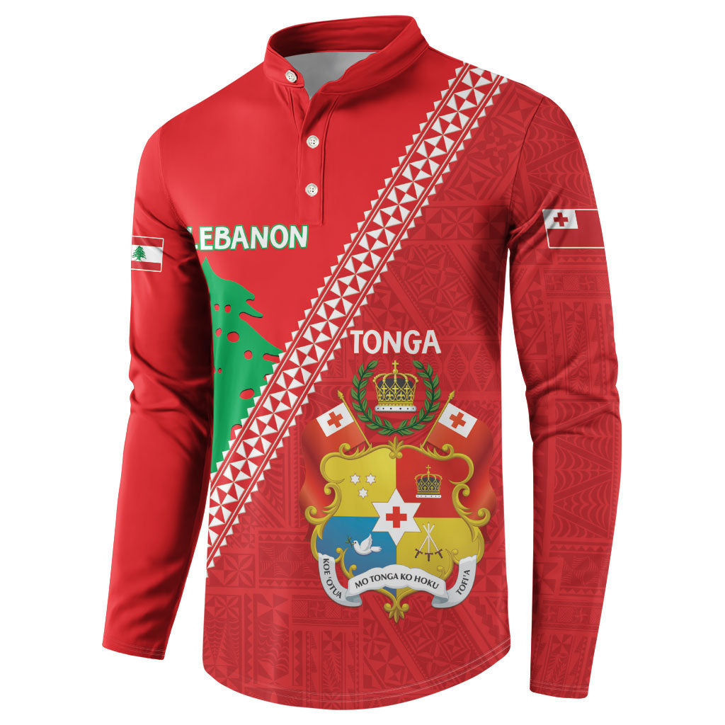 Tonga And Lebanon Button Sweatshirt 2026 Together Half Style LT14 - Polynesian Pride