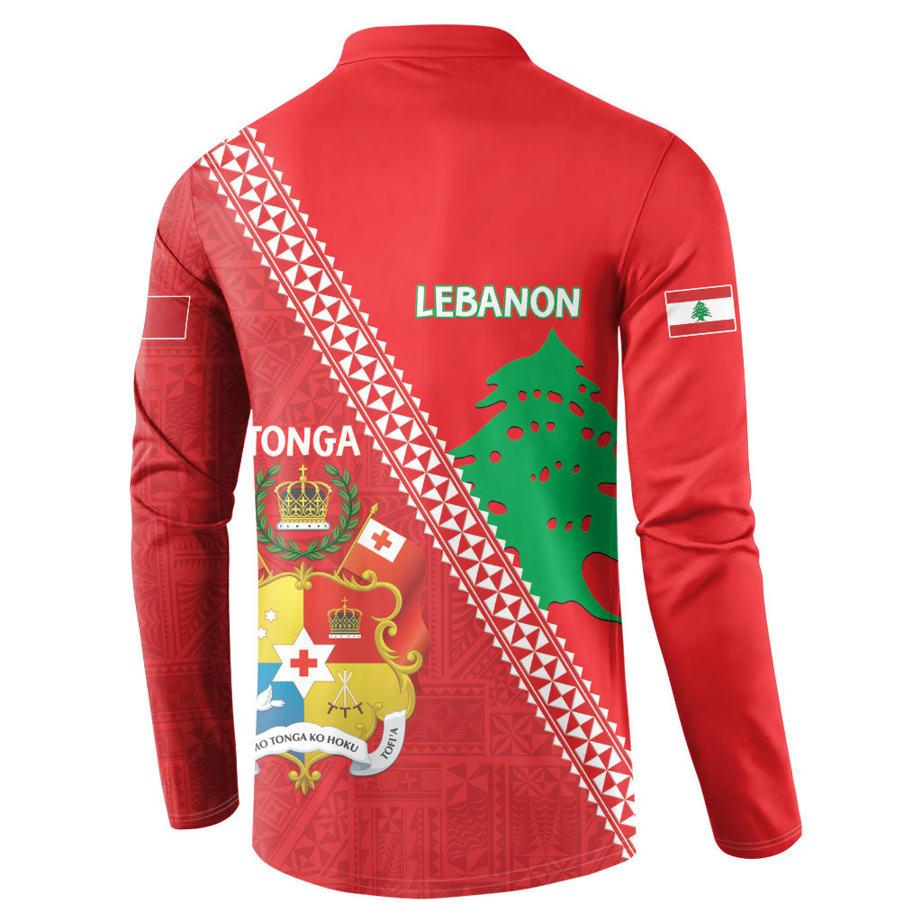 Tonga And Lebanon Button Sweatshirt 2026 Together Half Style LT14 - Polynesian Pride