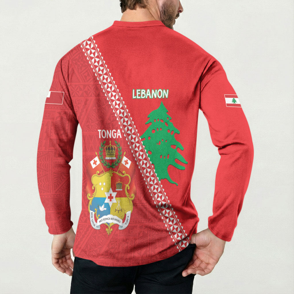 Tonga And Lebanon Button Sweatshirt 2026 Together Half Style LT14 - Polynesian Pride