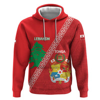 Tonga And Lebanon Hoodie 2026 Together Half Style LT14 Pullover Hoodie Red - Polynesian Pride