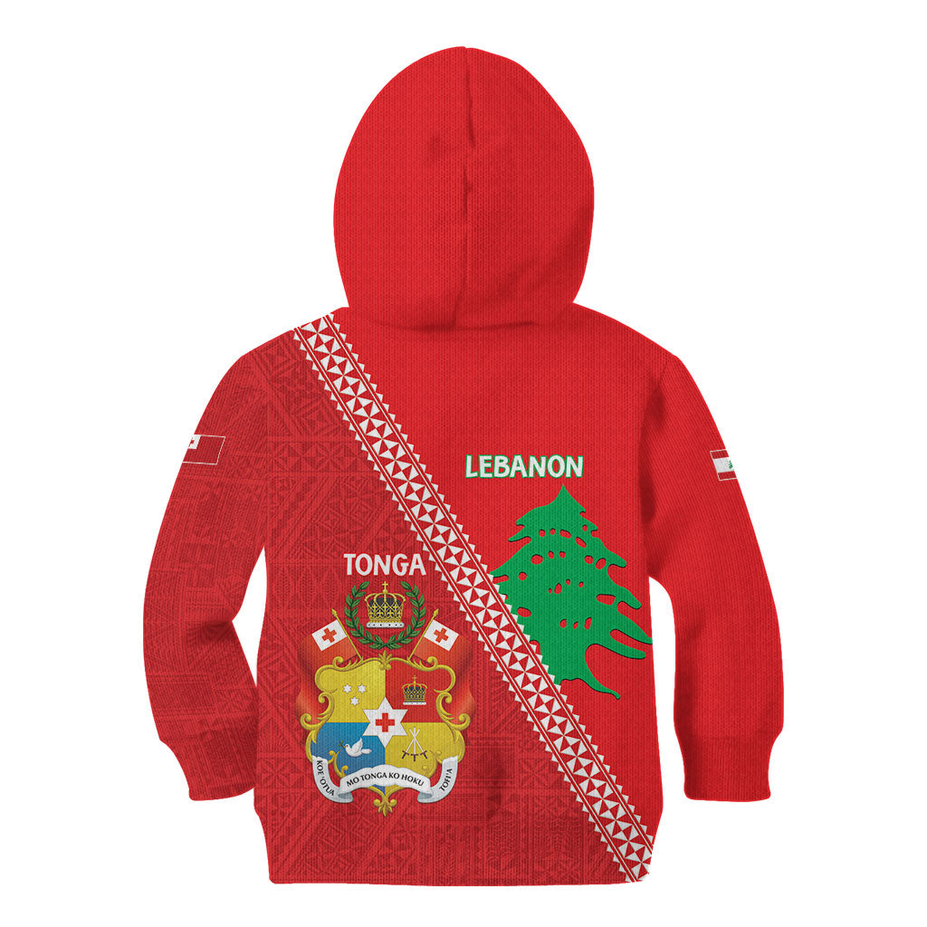 Tonga And Lebanon Kid Hoodie 2026 Together Half Style LT14 - Polynesian Pride
