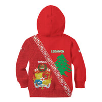 Tonga And Lebanon Kid Hoodie 2026 Together Half Style LT14 - Polynesian Pride