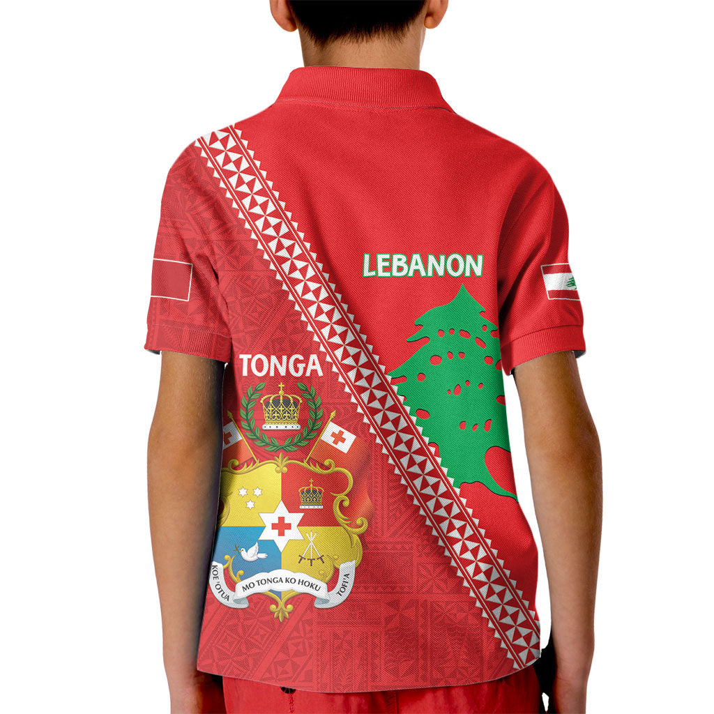 Tonga And Lebanon Kid Polo Shirt 2026 Together Half Style LT14 - Polynesian Pride