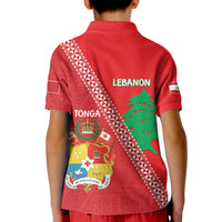 Tonga And Lebanon Kid Polo Shirt 2026 Together Half Style LT14 - Polynesian Pride