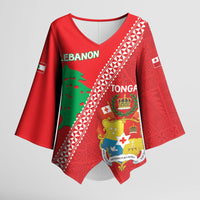 Tonga And Lebanon Kimono Sleeve Blouse 2026 Together Half Style LT14 Female Red - Polynesian Pride