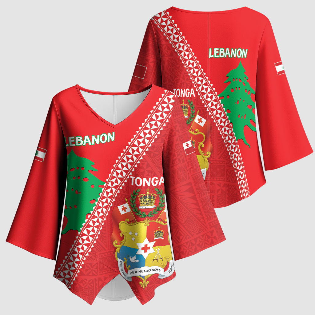 Tonga And Lebanon Kimono Sleeve Blouse 2026 Together Half Style LT14 - Polynesian Pride