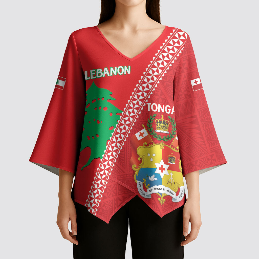 Tonga And Lebanon Kimono Sleeve Blouse 2026 Together Half Style LT14 - Polynesian Pride