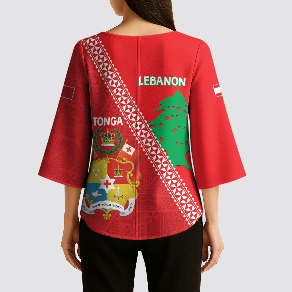 Tonga And Lebanon Kimono Sleeve Blouse 2026 Together Half Style LT14 - Polynesian Pride