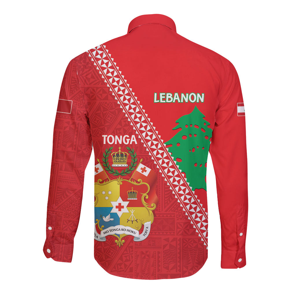 Tonga And Lebanon Long Sleeve Button Shirt 2026 Together Half Style LT14 - Polynesian Pride