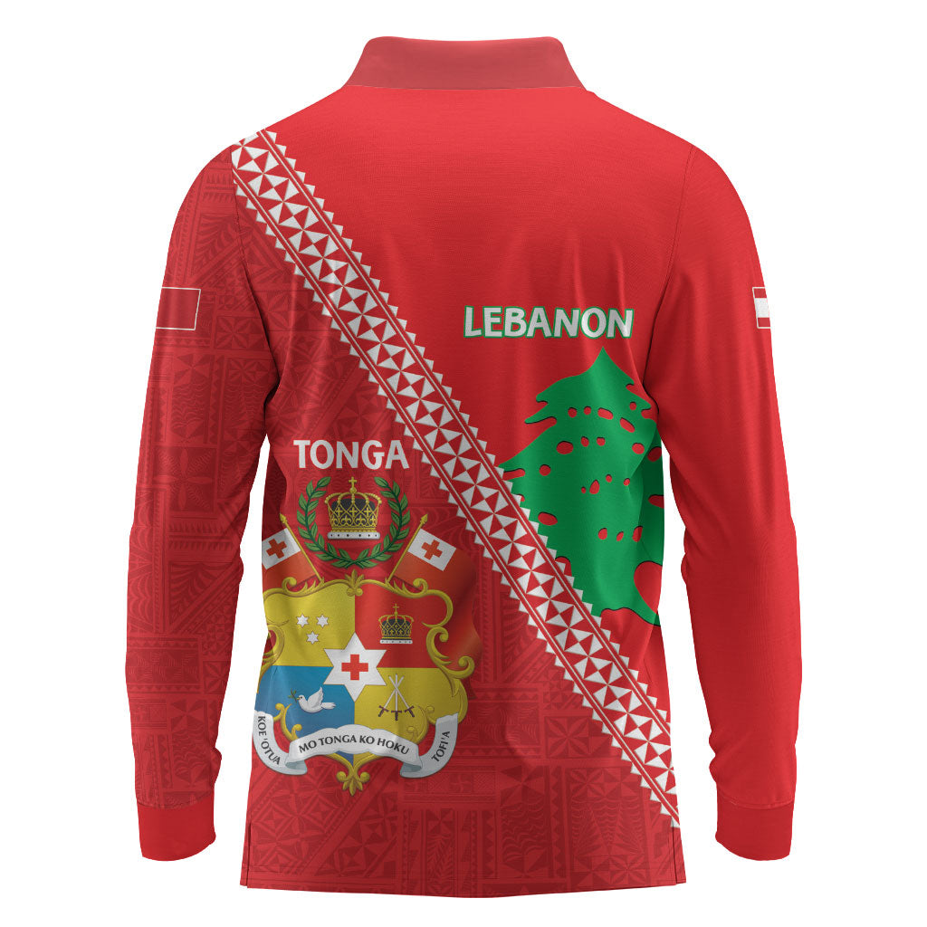 Tonga And Lebanon Long Sleeve Polo Shirt 2026 Together Half Style LT14 - Polynesian Pride