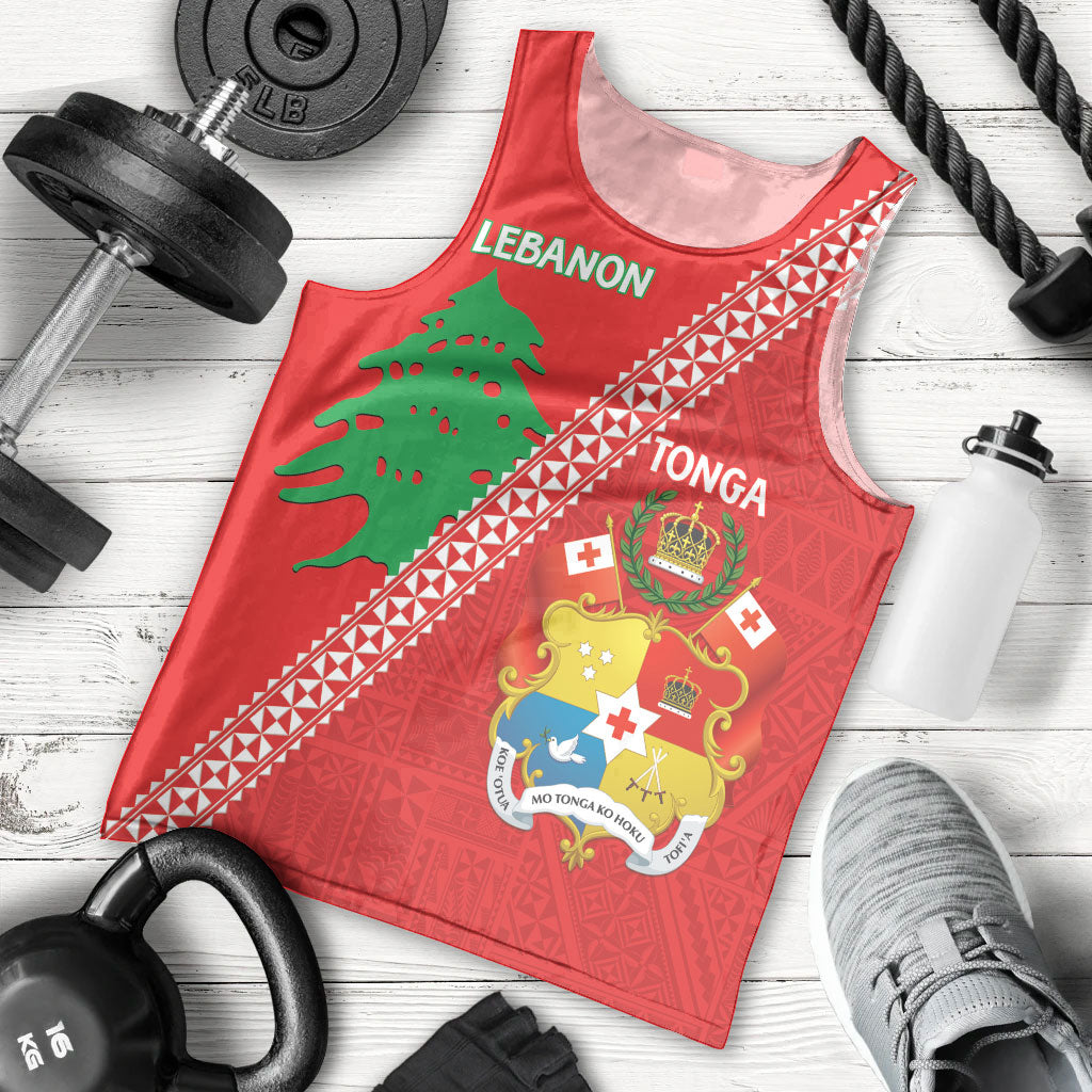 Tonga And Lebanon Men Tank Top 2026 Together Half Style LT14 - Polynesian Pride